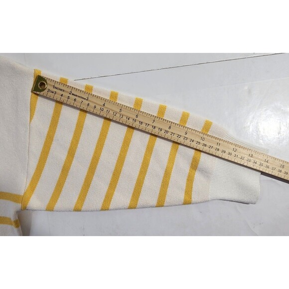 Philosophy White & Yellow Striped V Neck 3/4 Sleeve Sweater Women's Size 1X - Picture 14 of 16